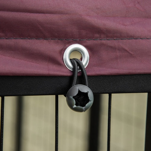 JMT-351498 PawHut Outdoor Pet Playpen with Rotating Bowl Rack and Waterproof Awning, 5' x 5' x 5', Heavy-Duty Welded Steel Design