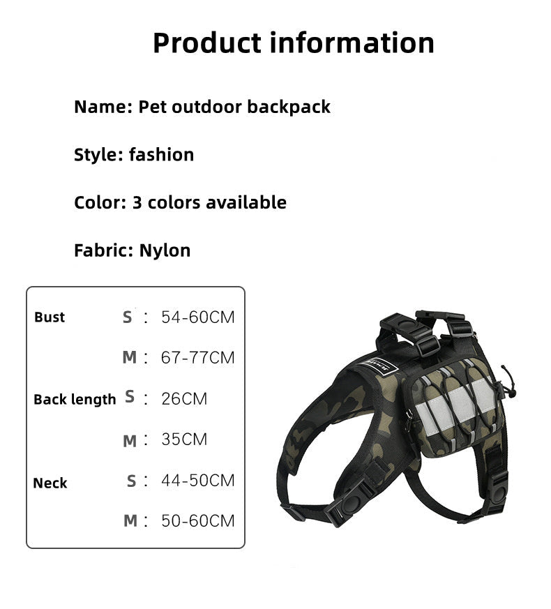 JMT-351626 Pet Dog Camouflage Self-Backpack for Small and Large Dogs in Various Colors