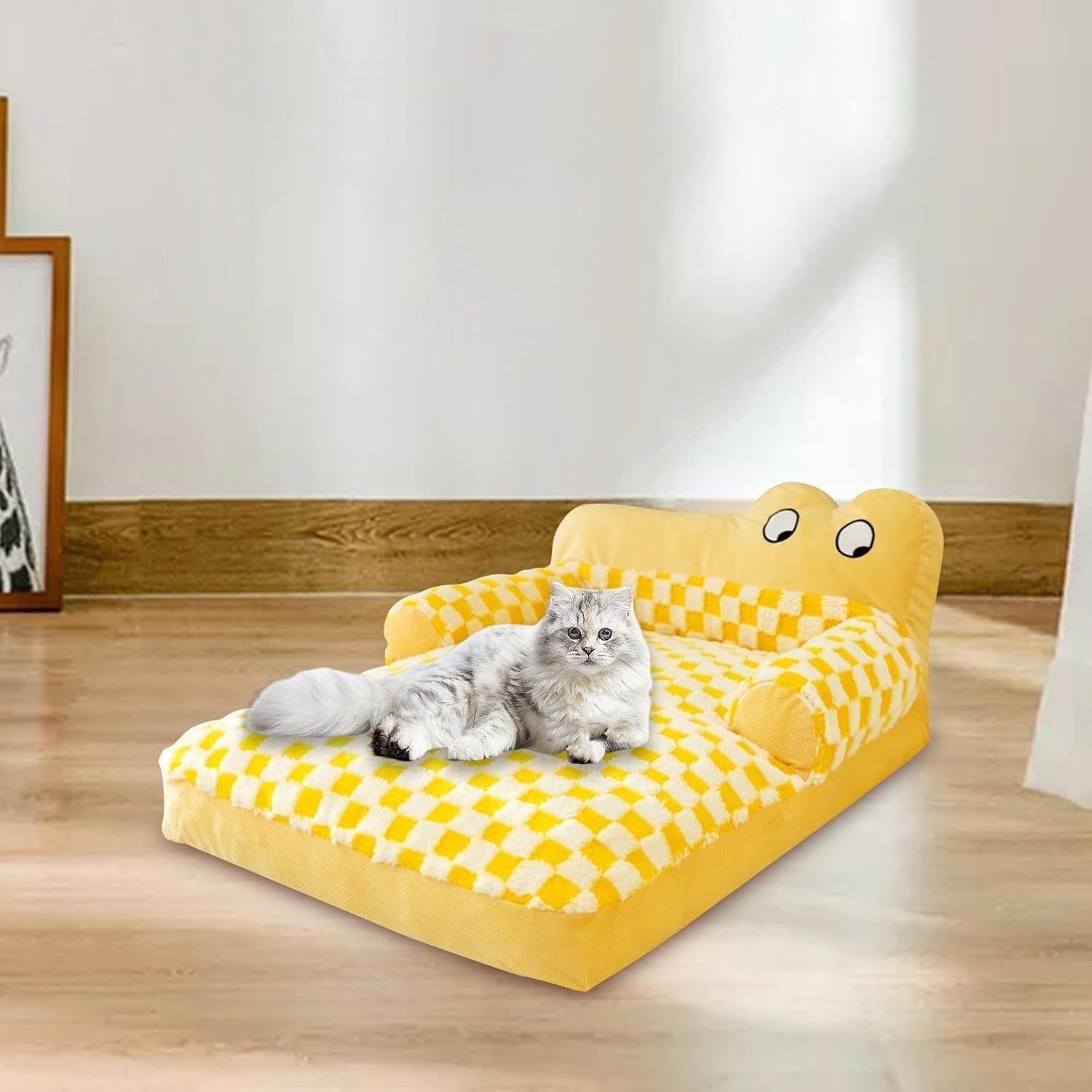 JMT-353098 Plush Washable Dog and Cat Sofa Bed with Antislip Base - Cozy Nest for Small Breeds, Available in Multiple Sizes