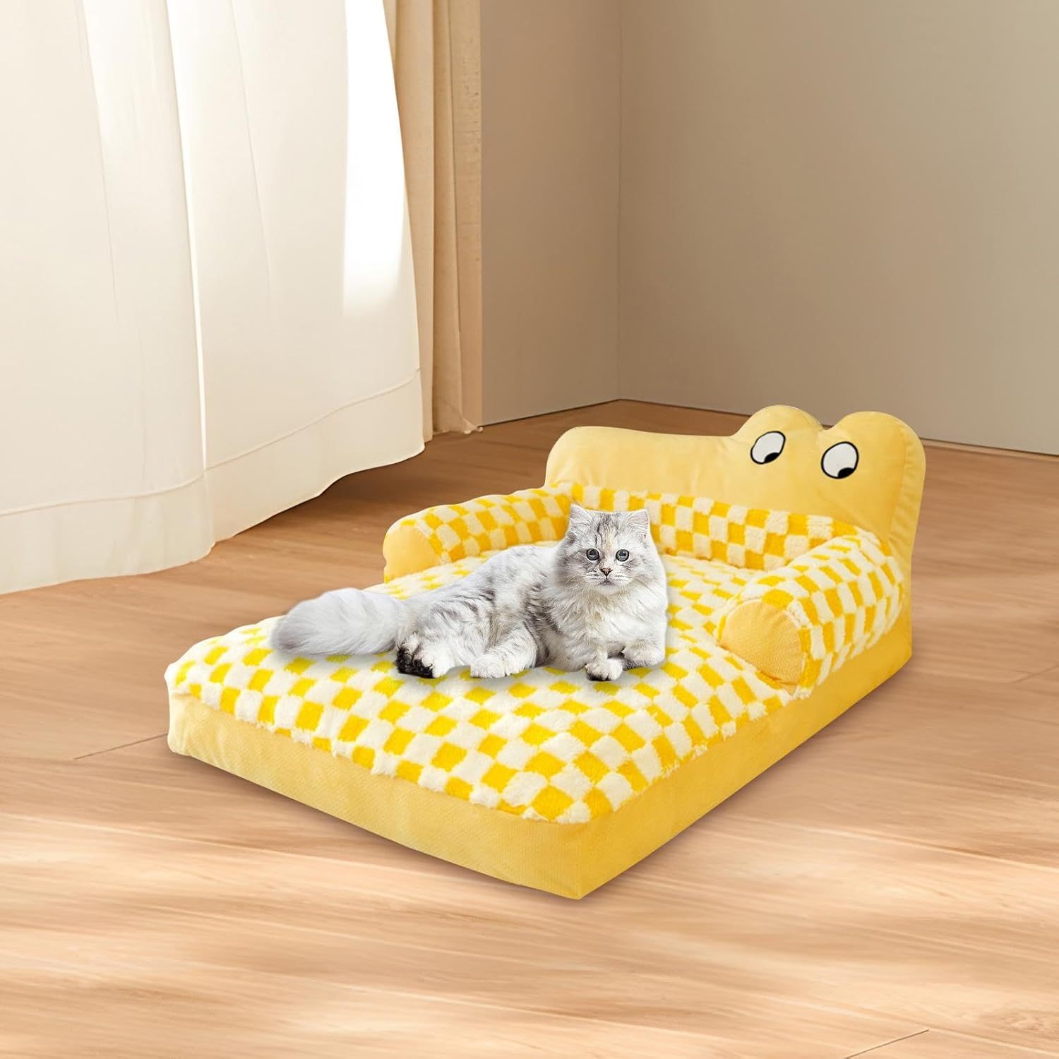 JMT-353098 Plush Washable Dog and Cat Sofa Bed with Antislip Base - Cozy Nest for Small Breeds, Available in Multiple Sizes