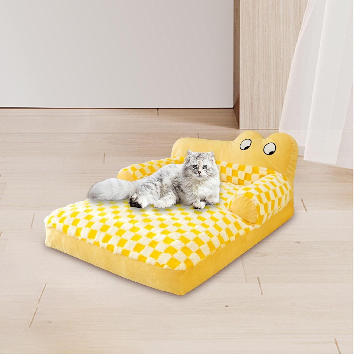JMT-353098 Plush Washable Dog and Cat Sofa Bed with Antislip Base - Cozy Nest for Small Breeds, Available in Multiple Sizes
