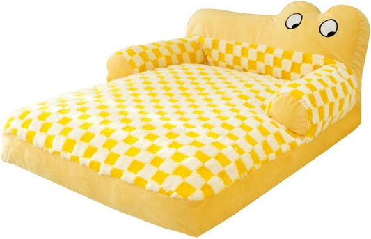 JMT-353098 Plush Washable Dog and Cat Sofa Bed with Antislip Base - Cozy Nest for Small Breeds, Available in Multiple Sizes