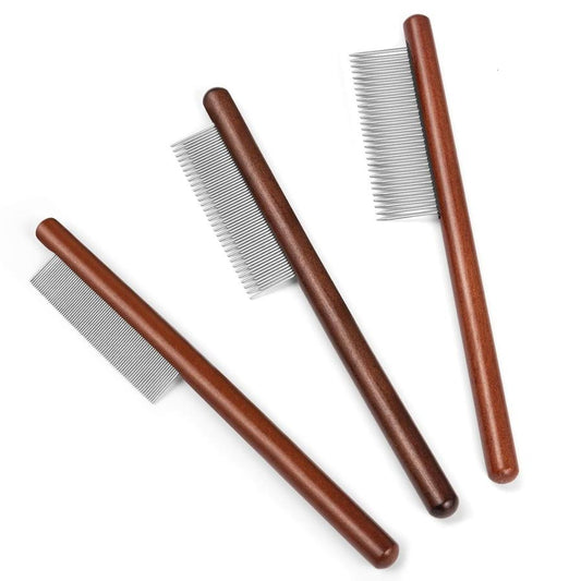 JMT-353610 Pet Grooming Comb with Wooden Handle for Long and Short Haired Dogs, Cats, and Other Pets