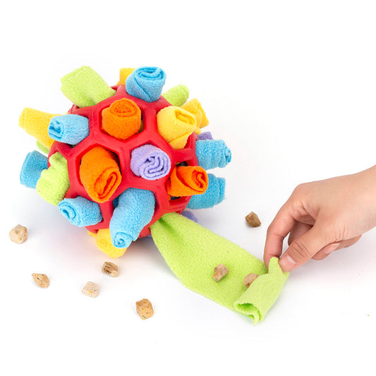 JMT-353930 Interactive Snuffle Puzzle Ball for Dogs – Enrichment Toy for All Sizes in Soft Polar Fleece