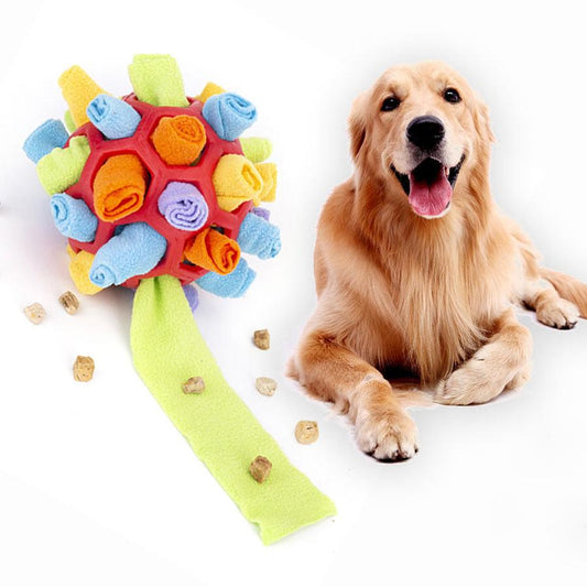 JMT-353930 Interactive Snuffle Puzzle Ball for Dogs – Enrichment Toy for All Sizes in Soft Polar Fleece