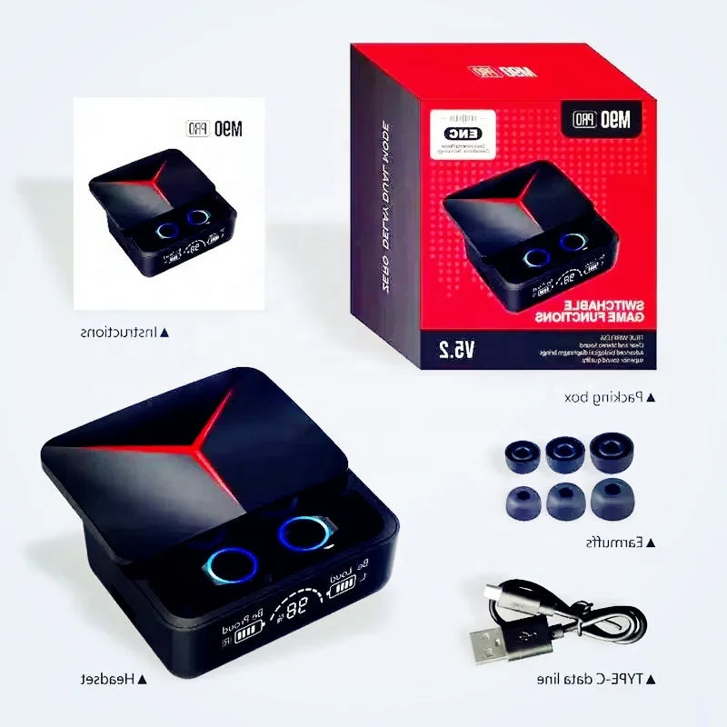 JMT-354122 M90 Pro TWS Waterproof Wireless Earbuds with Touch Control and AAC for Sports and Travel