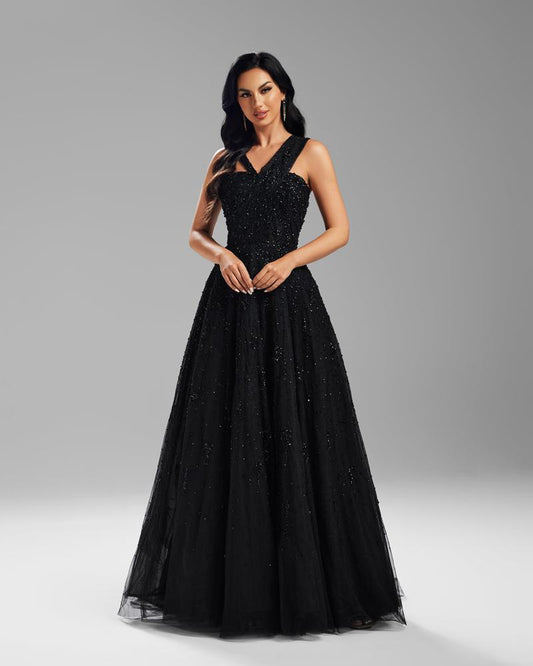 JMT-354186 Elegant Black Evening Dress - Timeless Style and Sophisticated Fit