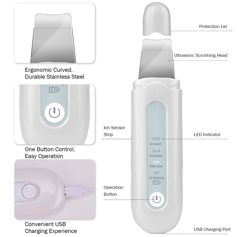 JMT-354186 Ultrasonic Electric Pore Cleansing Device with USB Charging, 172mm Size
