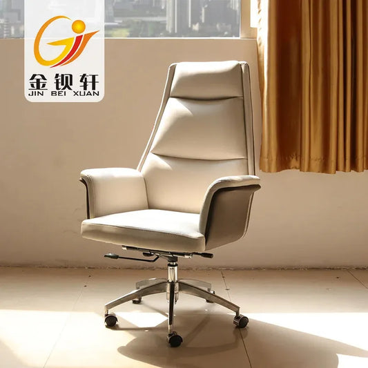 JMT-354698 Ergonomic High Back Swivel Office Chair in Leather with Wheels for Enhanced Comfort and Support