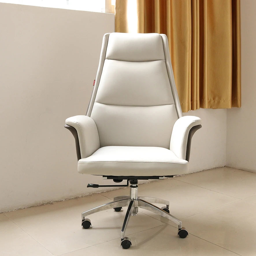 JMT-354698 Ergonomic High Back Swivel Office Chair in Leather with Wheels for Enhanced Comfort and Support