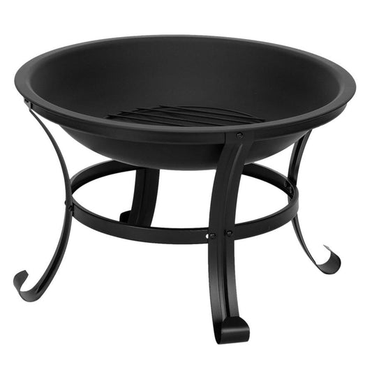 JMT-354826 22in Black Wrought Iron Round Firewood Brazier with Bent Legs