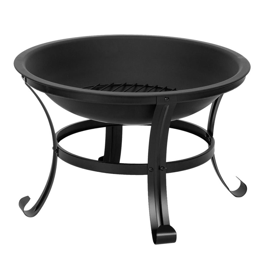 JMT-354826 22in Black Wrought Iron Round Firewood Brazier with Bent Legs
