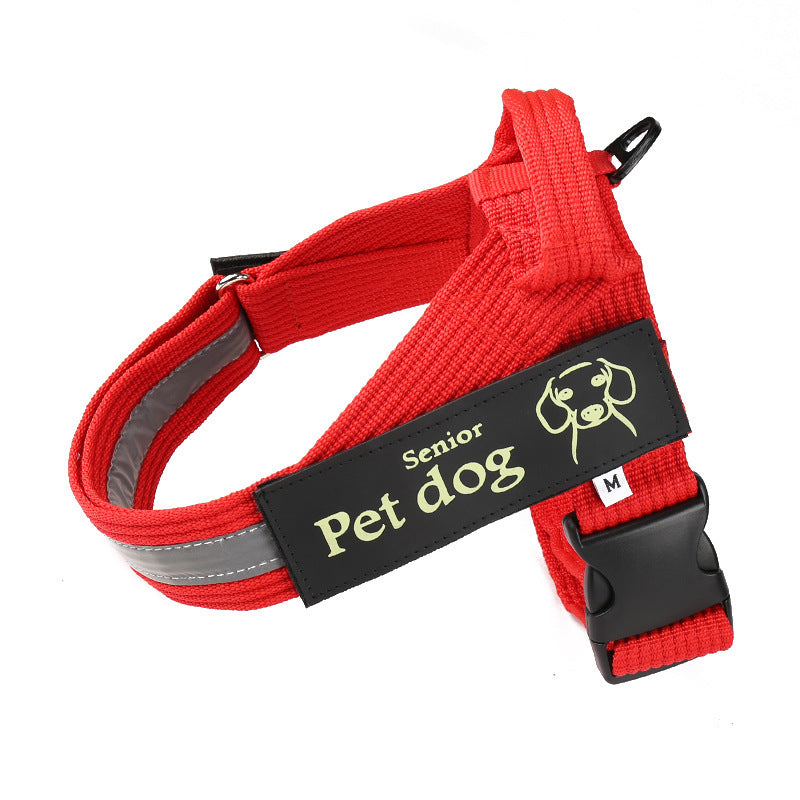 JMT-355274 Adjustable Nylon Dog Leash and Chest Harness in Blue, Black, and Red - Multiple Sizes Available