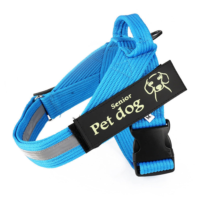 JMT-355274 Adjustable Nylon Dog Leash and Chest Harness in Blue, Black, and Red - Multiple Sizes Available