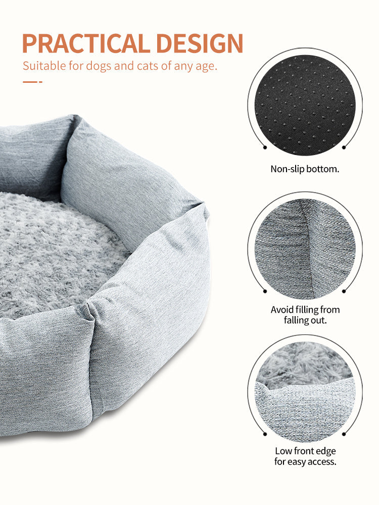 JMT-355402 Rose Velvet Hexagonal Dog Bed - Soft Plush Sofa for Small, Medium, and Large Dogs