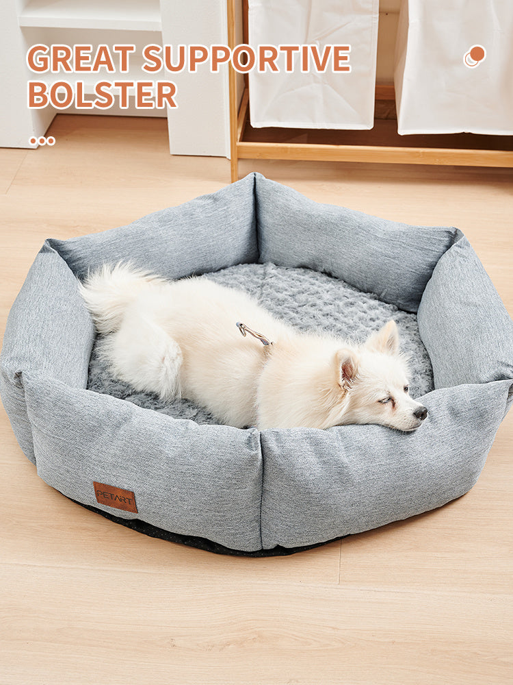 JMT-355402 Rose Velvet Hexagonal Dog Bed - Soft Plush Sofa for Small, Medium, and Large Dogs