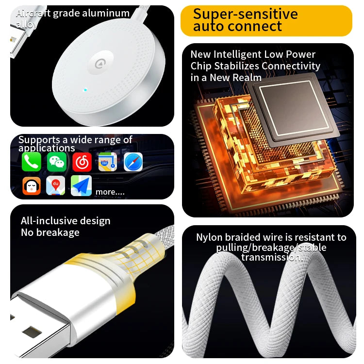 JMT-355594 Wireless Carplay Adapter for iOS - Universal USB Dongle for Seamless Connection