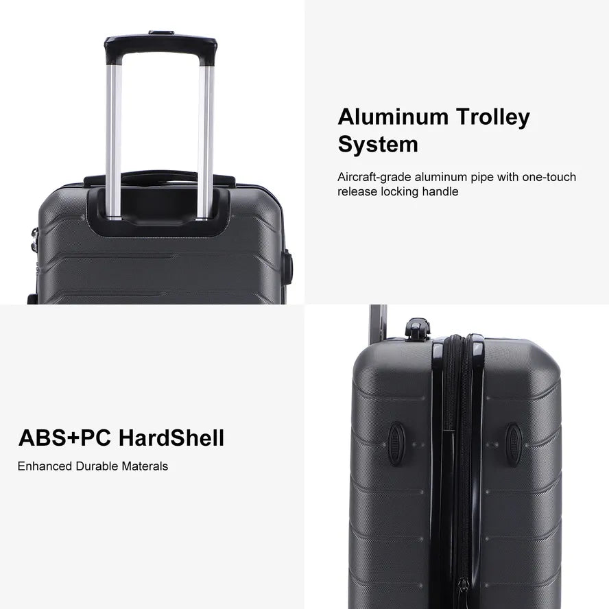 JMT-355658 3-Piece Unisex ABS and PC Spinner Wheel Trolley Case Luggage Set for Travel