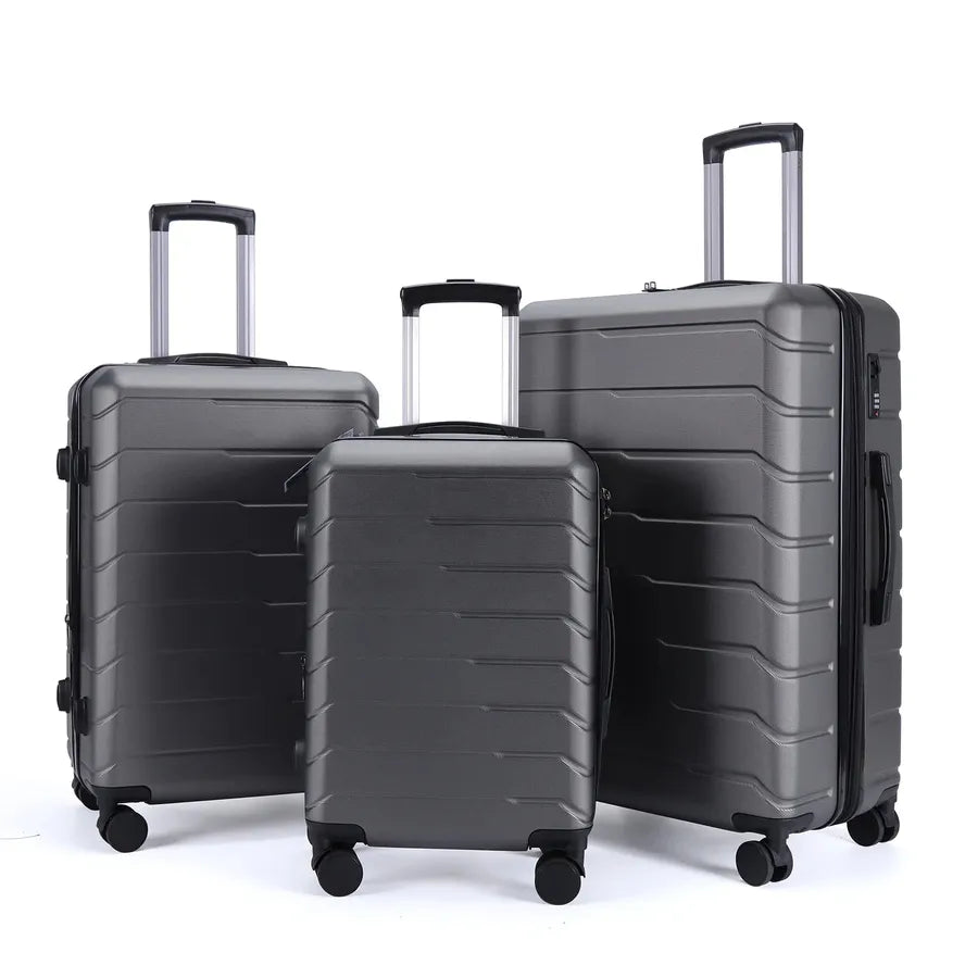 JMT-355658 3-Piece Unisex ABS and PC Spinner Wheel Trolley Case Luggage Set for Travel