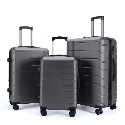 JMT-355658 3-Piece Unisex ABS and PC Spinner Wheel Trolley Case Luggage Set for Travel