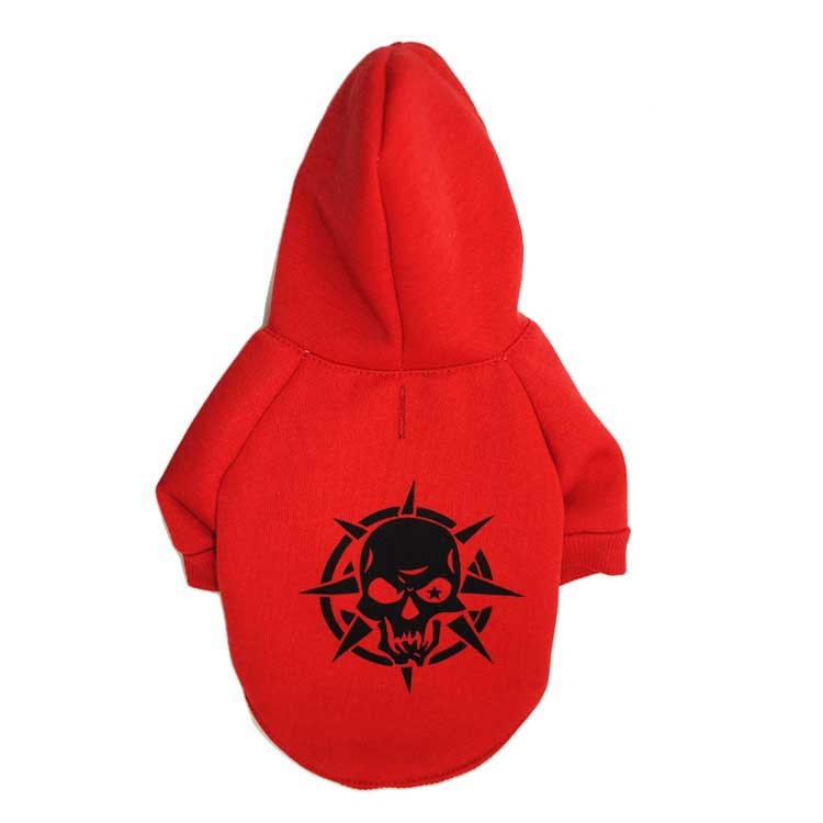 JMT-355722 Scary Skull Fleece Hooded Pet Tee - Black, Red, Green, XS to L