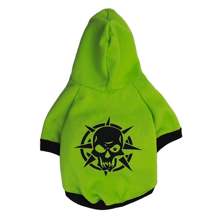 JMT-355722 Scary Skull Fleece Hooded Pet Tee - Black, Red, Green, XS to L