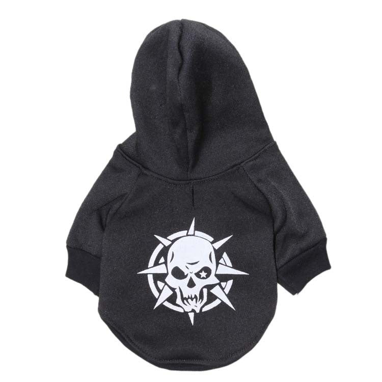JMT-355722 Scary Skull Fleece Hooded Pet Tee - Black, Red, Green, XS to L