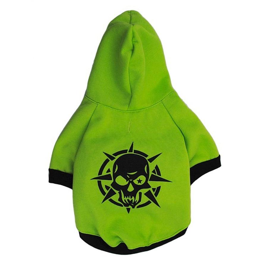 JMT-355722 Scary Skull Fleece Hooded Pet Tee - Black, Red, Green, XS to L