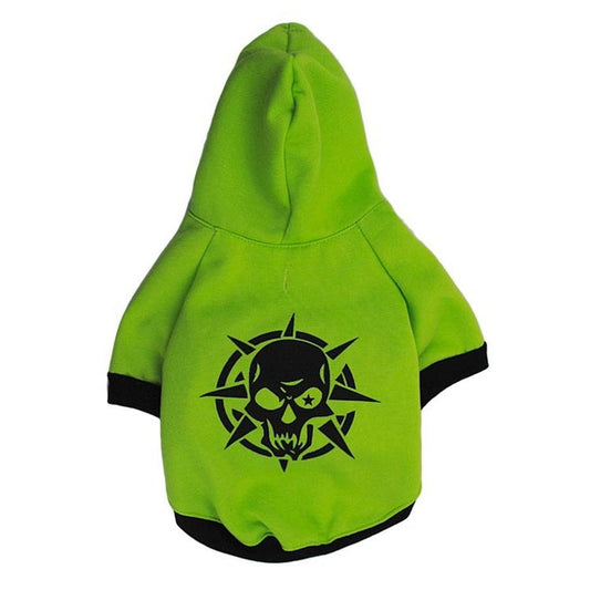 JMT-355722 Scary Skull Fleece Hooded Pet Tee - Black, Red, Green, XS to L