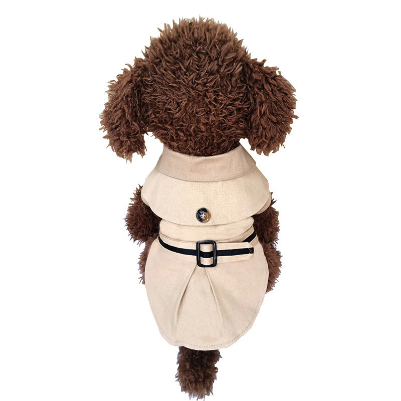 JMT-355850 Stylish Cotton Cloak Trench Coat for Pets - Casual British-Inspired Design