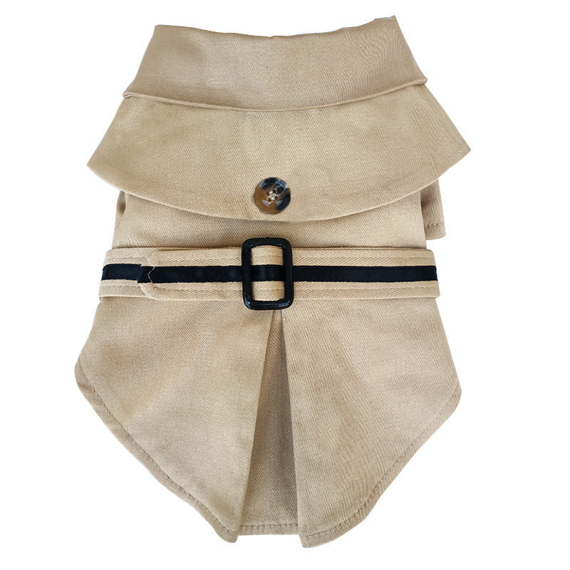 JMT-355850 Stylish Cotton Cloak Trench Coat for Pets - Casual British-Inspired Design