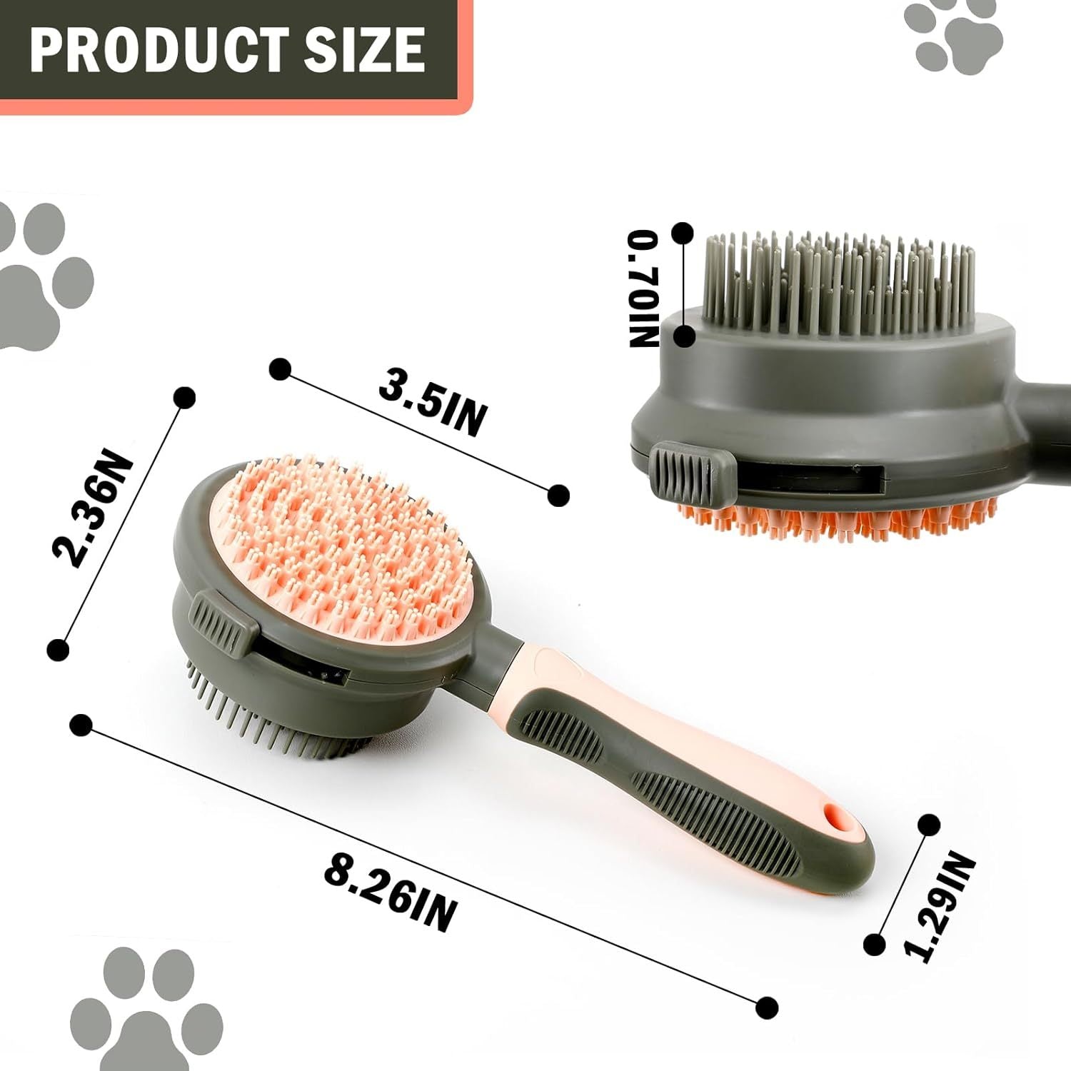 JMT-355914 Double-Sided Cat Grooming Brush with Release Button and Flea Comb - Ideal for Shedding Control and Skin Health