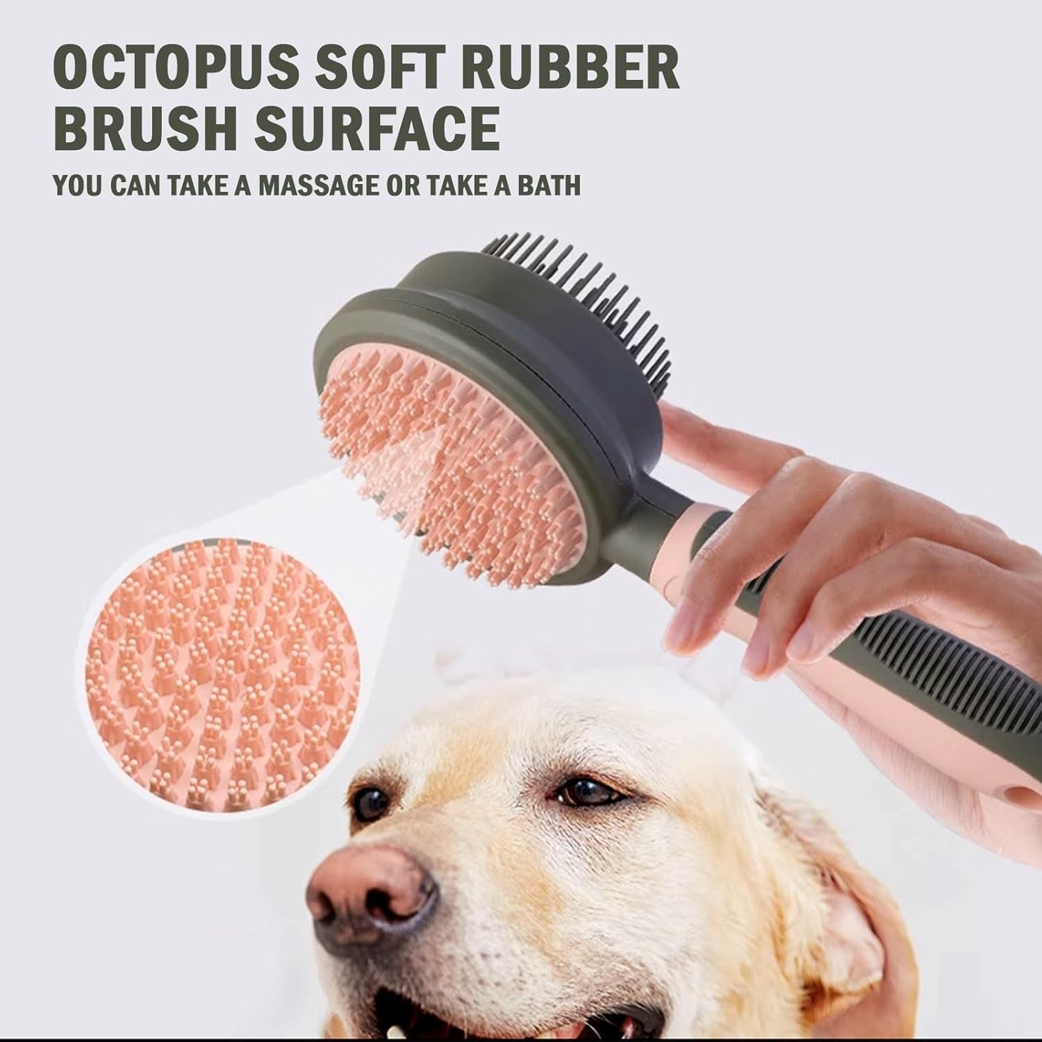 JMT-355914 Double-Sided Cat Grooming Brush with Release Button and Flea Comb - Ideal for Shedding Control and Skin Health