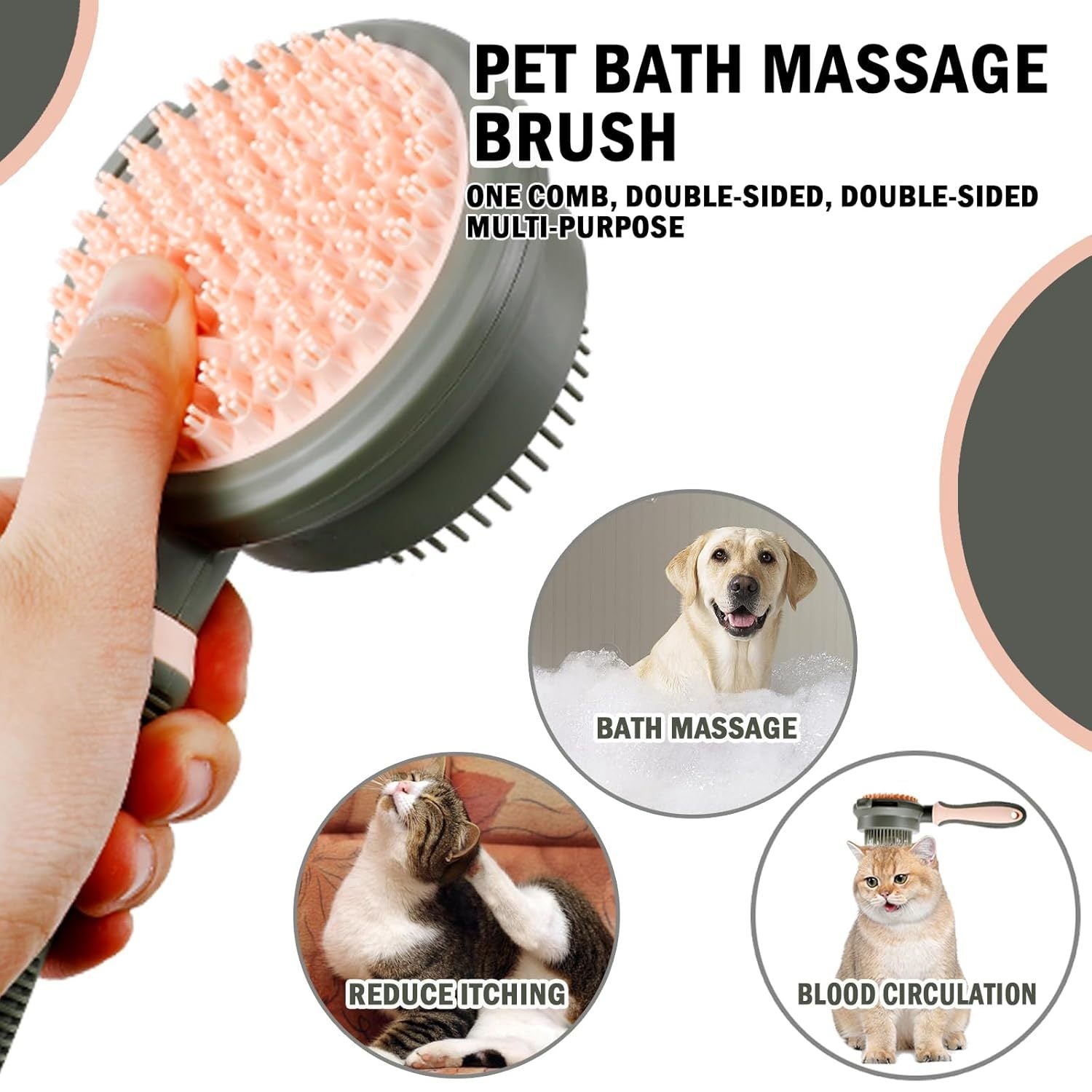 JMT-355914 Double-Sided Cat Grooming Brush with Release Button and Flea Comb - Ideal for Shedding Control and Skin Health