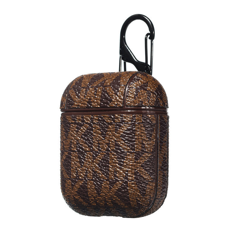 JMT-355914 Leather Letter Bluetooth Headset Compatible with iPhone Models - Hardshell Design in Black, Brown, White, Off-white, and Red