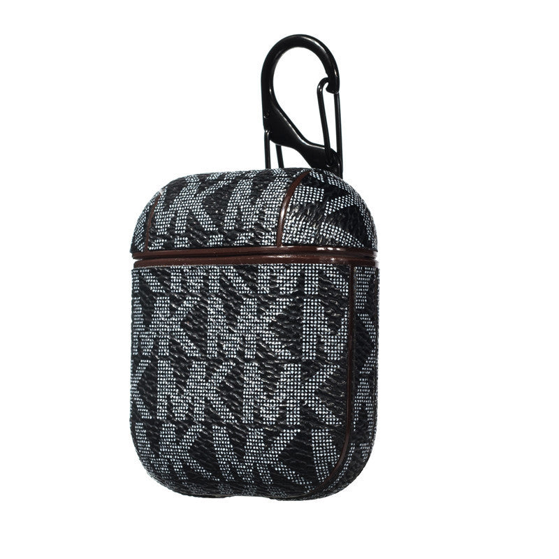 JMT-355914 Leather Letter Bluetooth Headset Compatible with iPhone Models - Hardshell Design in Black, Brown, White, Off-white, and Red