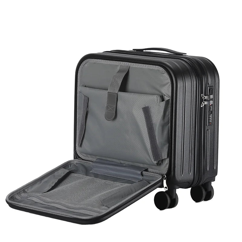 JMT-355978 Compact 18-Inch Expandable Suitcase with Integrated Laptop Stand and Wheels for Travel