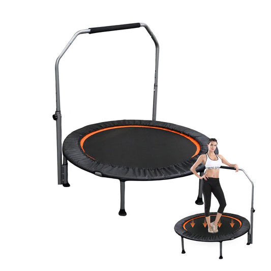 JMT-356170 Folding Mini Fitness Trampoline with Adjustable Handles for Indoor and Outdoor Workouts