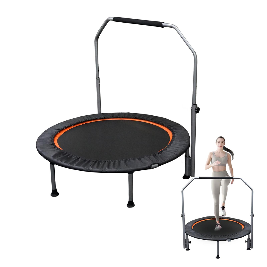 JMT-356170 Folding Mini Fitness Trampoline with Adjustable Handles for Indoor and Outdoor Workouts