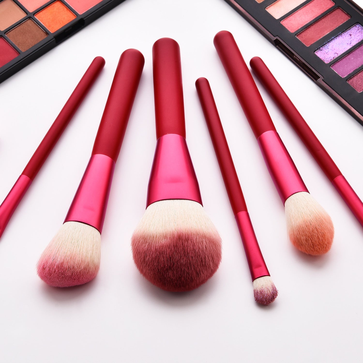 JMT-356362 Red Makeup Brush Set with Wooden Handle - 12pcs Professional Quality Tools for Easy Application