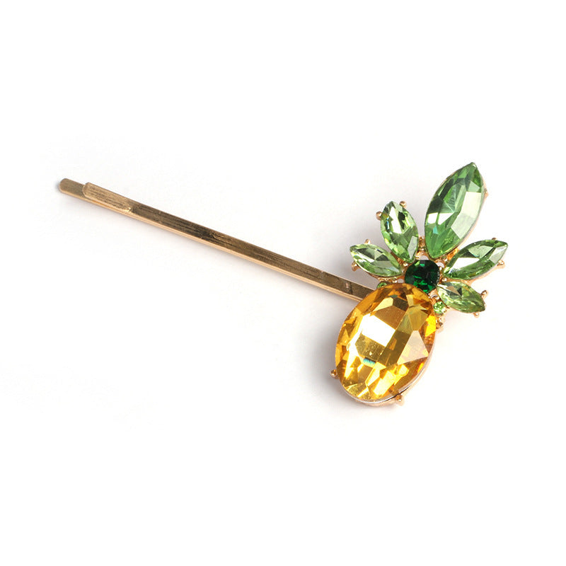 JMT-356618 European & American Style Micro-inlaid Zircon Fruit Bee Hairpin in Pink Crystal
