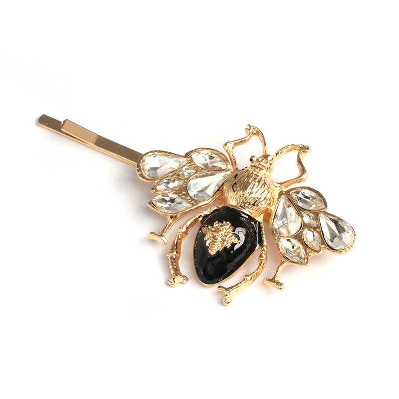 JMT-356618 European & American Style Micro-inlaid Zircon Fruit Bee Hairpin in Pink Crystal