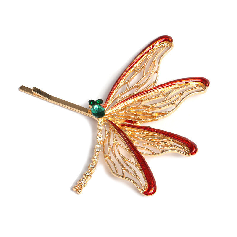 JMT-356618 European & American Style Micro-inlaid Zircon Fruit Bee Hairpin in Pink Crystal