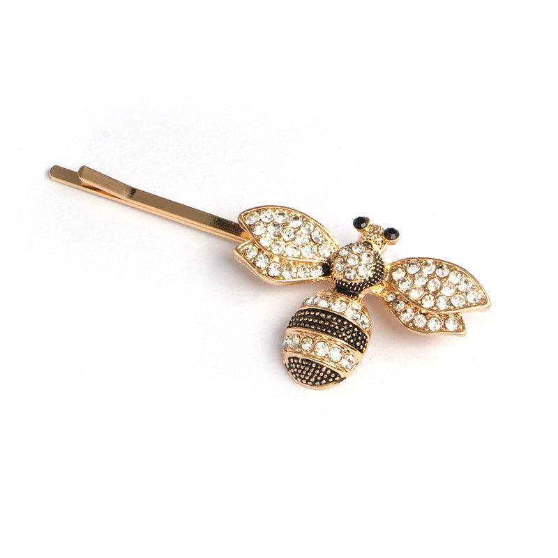 JMT-356618 European & American Style Micro-inlaid Zircon Fruit Bee Hairpin in Pink Crystal