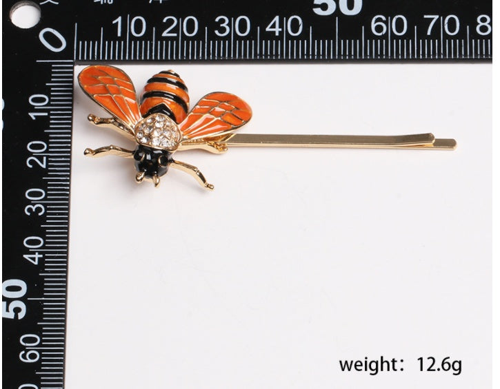 JMT-356618 European & American Style Micro-inlaid Zircon Fruit Bee Hairpin in Pink Crystal