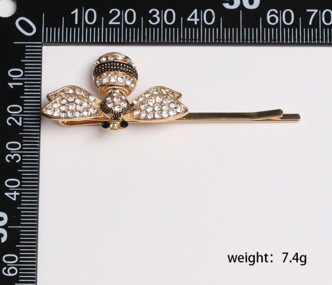 JMT-356618 European & American Style Micro-inlaid Zircon Fruit Bee Hairpin in Pink Crystal