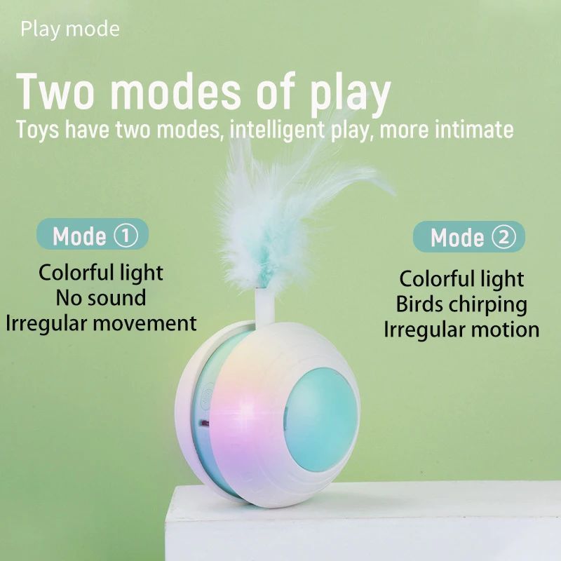 JMT-357386 Cat Feather Teaser Ball with Irregular Movement for Active Play and Scratching