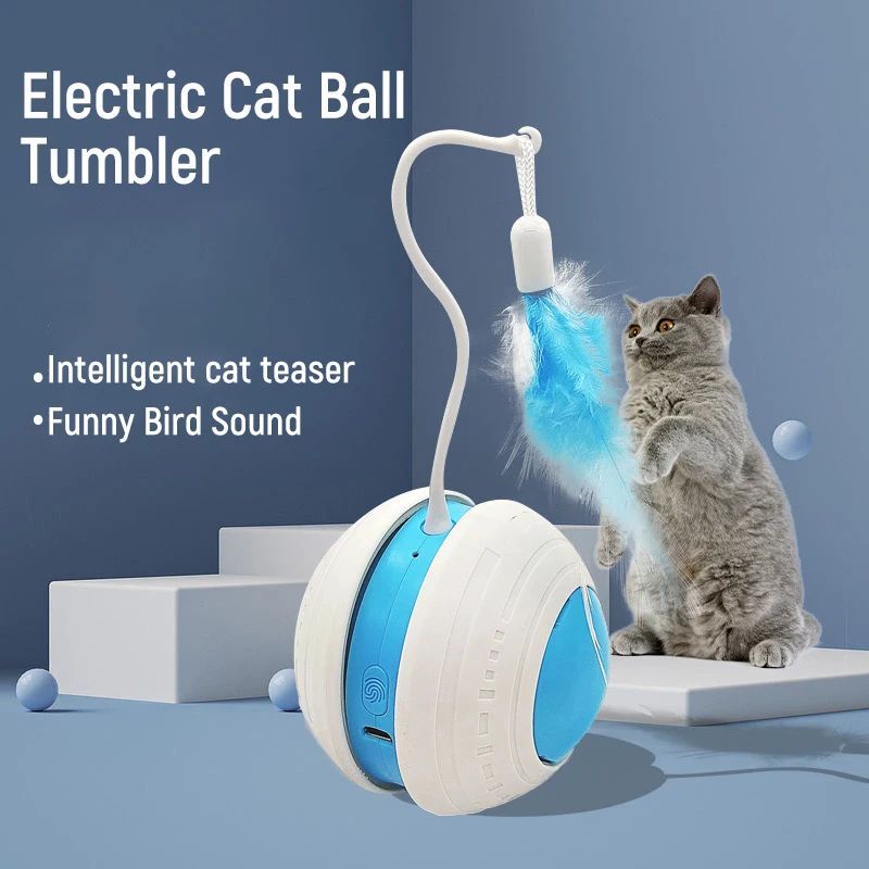 JMT-357386 Cat Feather Teaser Ball with Irregular Movement for Active Play and Scratching