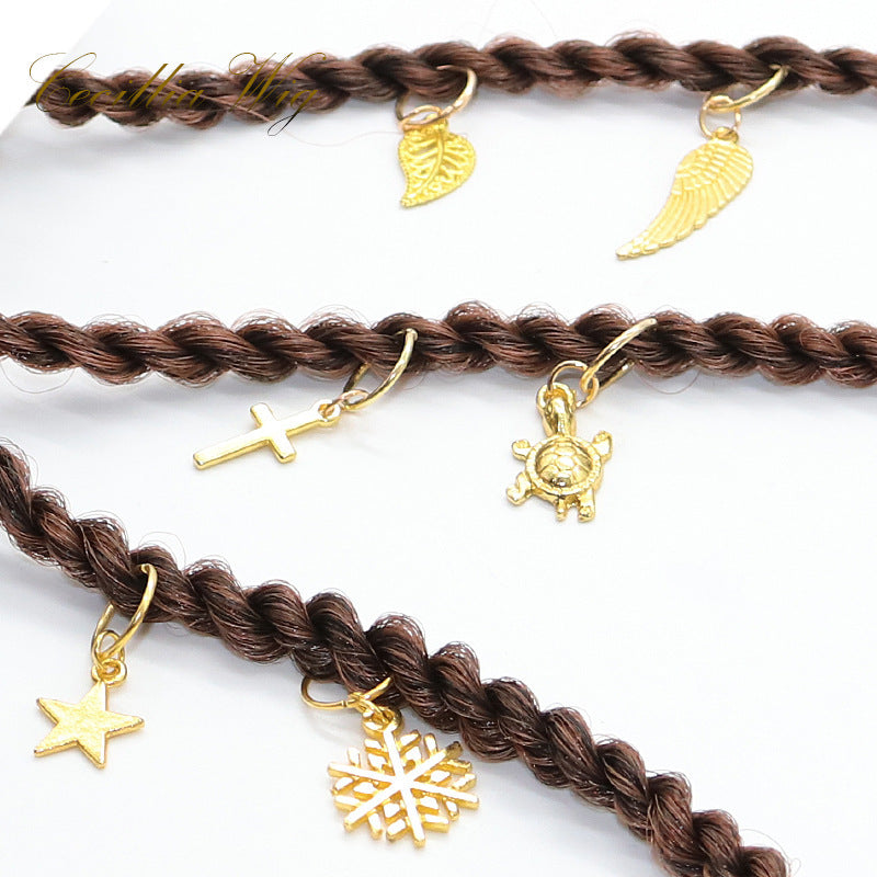 JMT-357770 Casual Metal Round Buckle Hair Loop for Dirty Braid Styles in Gold and Silver