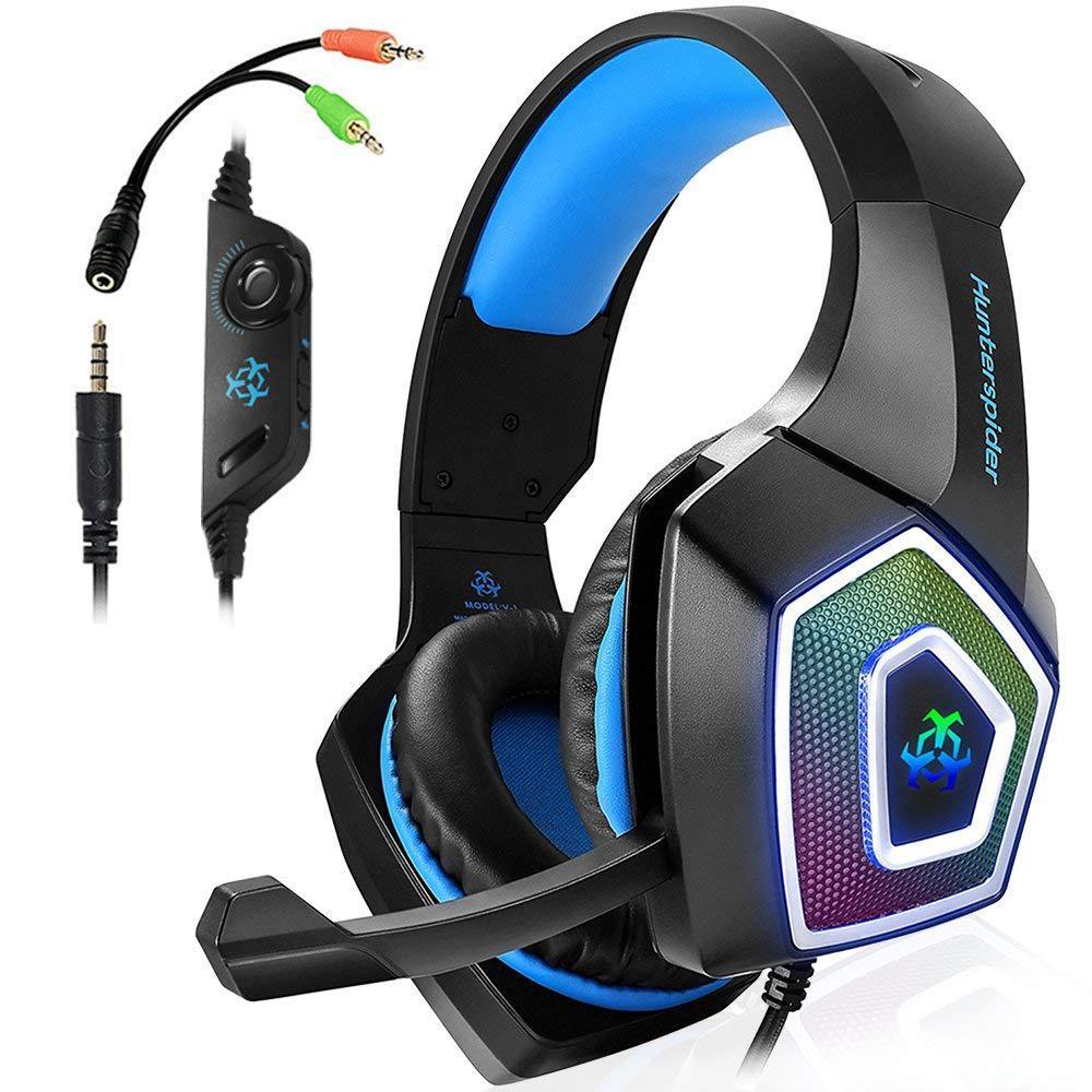 JMT-357898 RGB Wired Gaming Headset with Protein-Like Ear Muffs and Microphone, Model V-1 Plus
